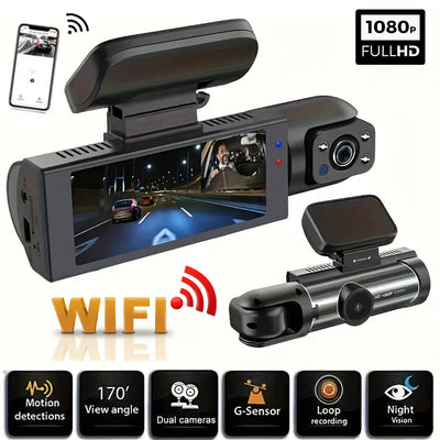 Dual Dash Cam 1080P – Front & Interior, IR Night Vision & WiFi