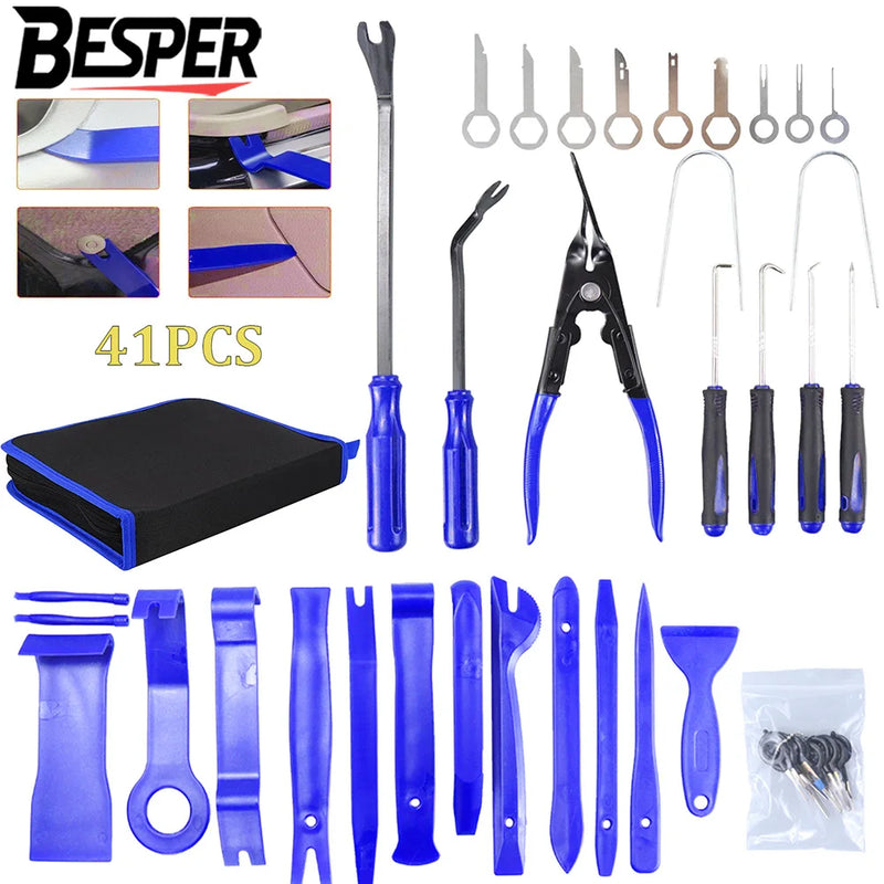 Car Trim Removal Tool Set – Pry Tools & Plastic Rivet Kit (5/11/41 PCS)