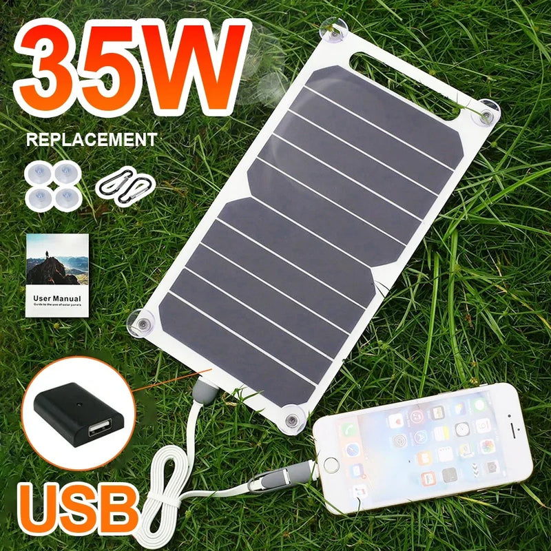 35W Portable Solar Panel – USB Charger for Phone & Power Bank